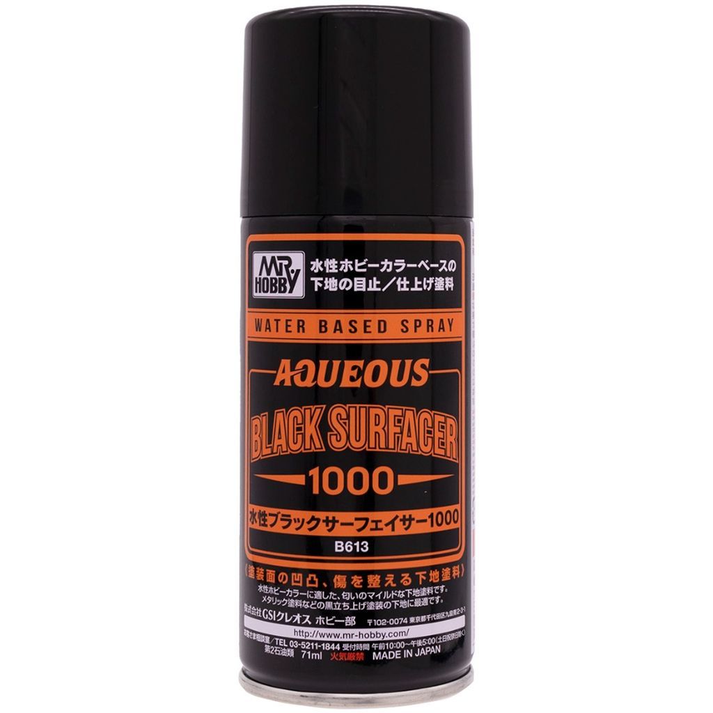 Mr.Hobby 郡士 B613 水性 Aqueous 底灰/水補土 噴罐 1000 黑色 170ml