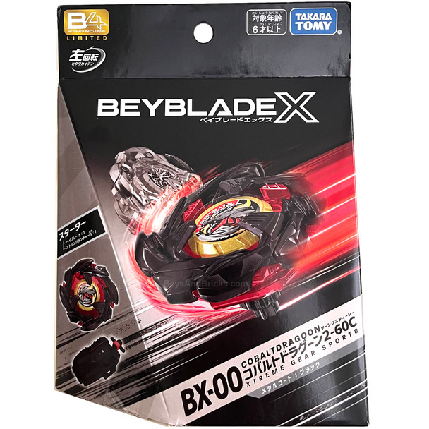 Takara Tomy - Beyblade X Cobalt Dragoon 2-60C Metal Coat Black B4 Corocoro Comics Version BX-00
