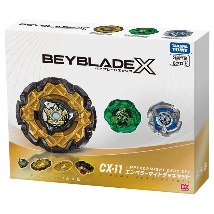 Takara Tomy Beyblade X - CX-11 Deck Set (Emperor Might HOp, Golem Rock M-85HN, Shark Gill 5-60FB)