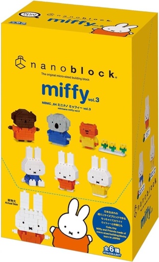 [KA-226452] Kawada NBMC-64S Nanoblock Mini Nano Miffy vol.3 (Full Box 6pcs) 