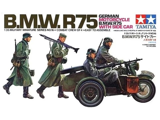 [TA-992850] Tamiya田宮雙星35016(1972年)-1/35-德國寶馬B.M.W. R75摩托車帶邊車 
