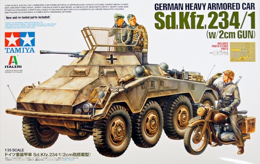 [TA-370191] Tamiya 37019 1/35 MM 019 German Heavy Armored Car Sd.Kfz. 234/1 (w/2cm Gun) Tamiya田宮雙星 37019 1/35 MM 019 德國重型裝甲車 Sd.Kfz. 234/1（配備 2 釐米炮）