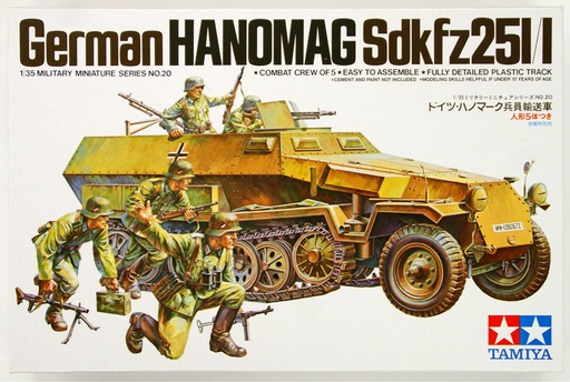 [TA-995394] Tamiya 35020  1/35 MM 020 German Hanomag Sd.Kfz.251/1 Armored Half-track Tamiya田宮雙星 35020 1/35 MM 020 德國漢諾媽格 Sd.Kfz. 251/1 裝甲半履帶車