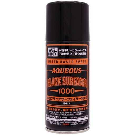 [MR-506563] Mr.Hobby B613 Water Based Aqueous Surfacer Spray 1000 Black 170ml